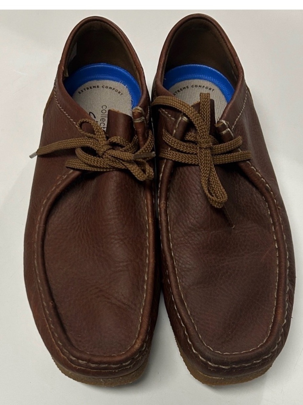 Clarks Brown Leather Chukka Moc Toe Lace-Up Boots